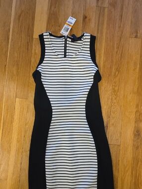 Material Girl Black and White Striped Bodycon Dress